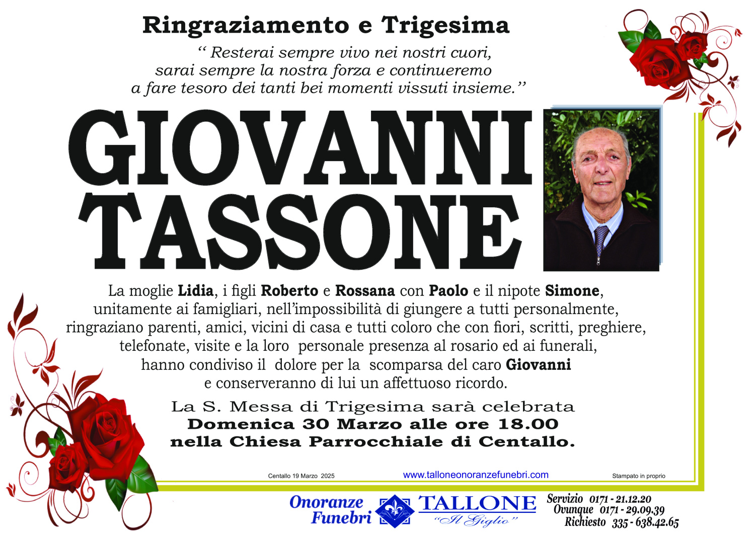 <br />
<b>Warning</b>:  Undefined variable $info in <b>/home/tallone/public_html/ringraziamenti.php</b> on line <b>68</b><br />
Giovanni Tassone